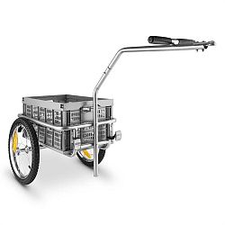 DURAMAXX BigBig Box, príves na bicykel, ručný vozík, vysoké oje, 40 l, 40 kg, sivý