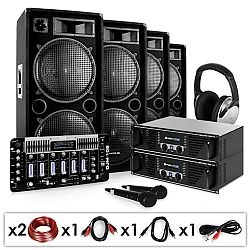 E_Star Bass First Pro, DJ PA systém, 2 x zosilňovač, 4 x reproduktor, mixážny pult